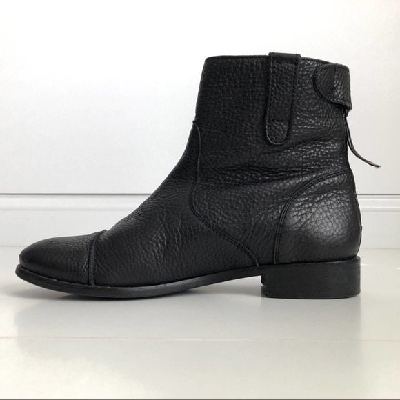 J.Crew Pebble Leather Ankle Booties Size 9 Black - Picture 3 of 9